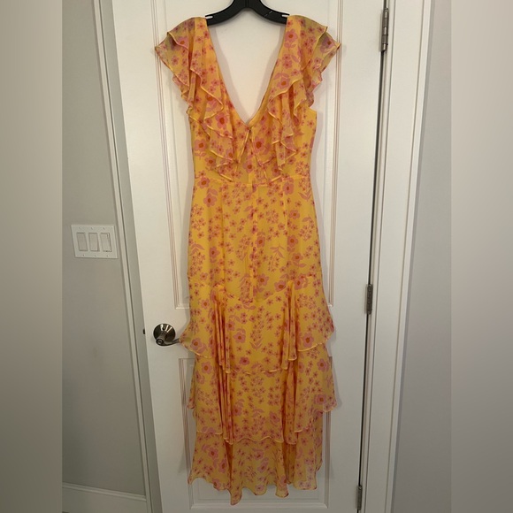 WAYF Size M yellow and pink ruffle dress - Picture 5 of 6